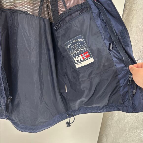 Vintage Helly Hansen Jacket Small Men’s Red White Blue 90’s Hood Shell Sailing - Picture 7 of 10
